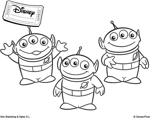 Dibujos De Toy Story Para Colorear En Linea - Toy Story Aliens Coloring (600x470), Png Download