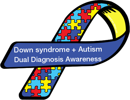 Down Syndrome & Autism - Down Syndrome Autism Ribbon (455x350), Png Download