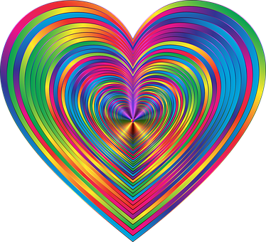Colorful Prismatic Chromatic Rainbow Psych - Psychedelic Hearts (374x340), Png Download