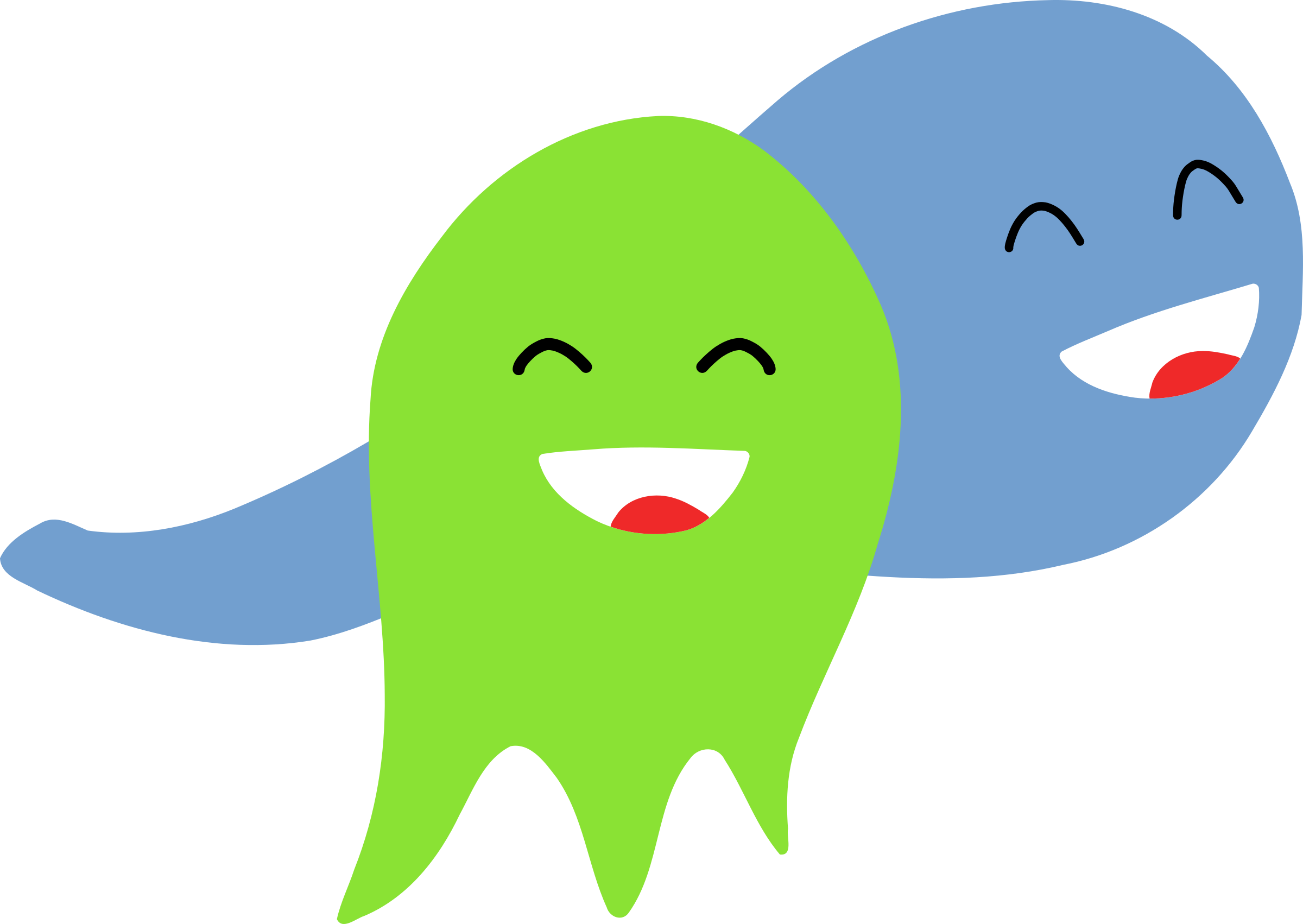 This Free Icons Png Design Of Two Smiling Ghosts (2400x1702), Png Download