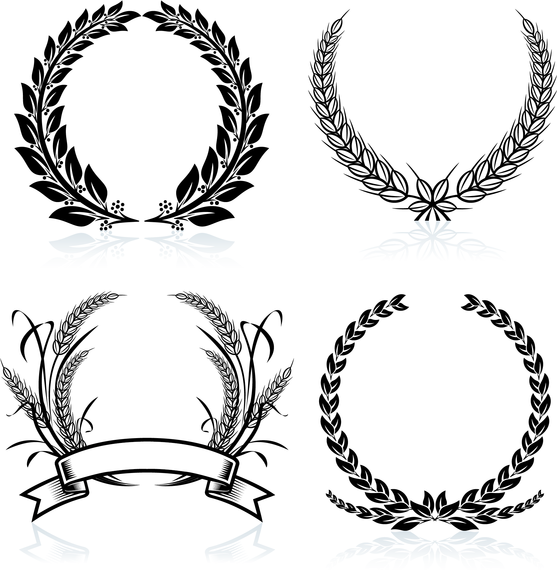 Laurel Crown Black And White Clip Art Free Download - Laurel Wreath (2000x2000), Png Download
