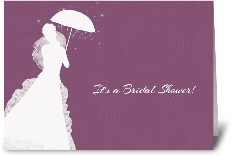 Bride Silhouette, Purple Hearts, Shower Greeting Card - Bride (848x698), Png Download