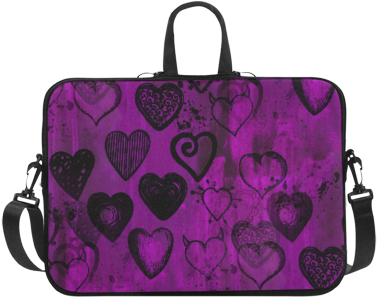 Grunge Purple Hearts Laptop Handbags 17" - Interestprint Designed Laptop Shoulder Bag Blue Petunia (500x500), Png Download