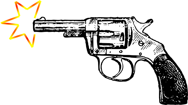 Clipart Gun Shooting - Gun Bang Clipart (600x336), Png Download