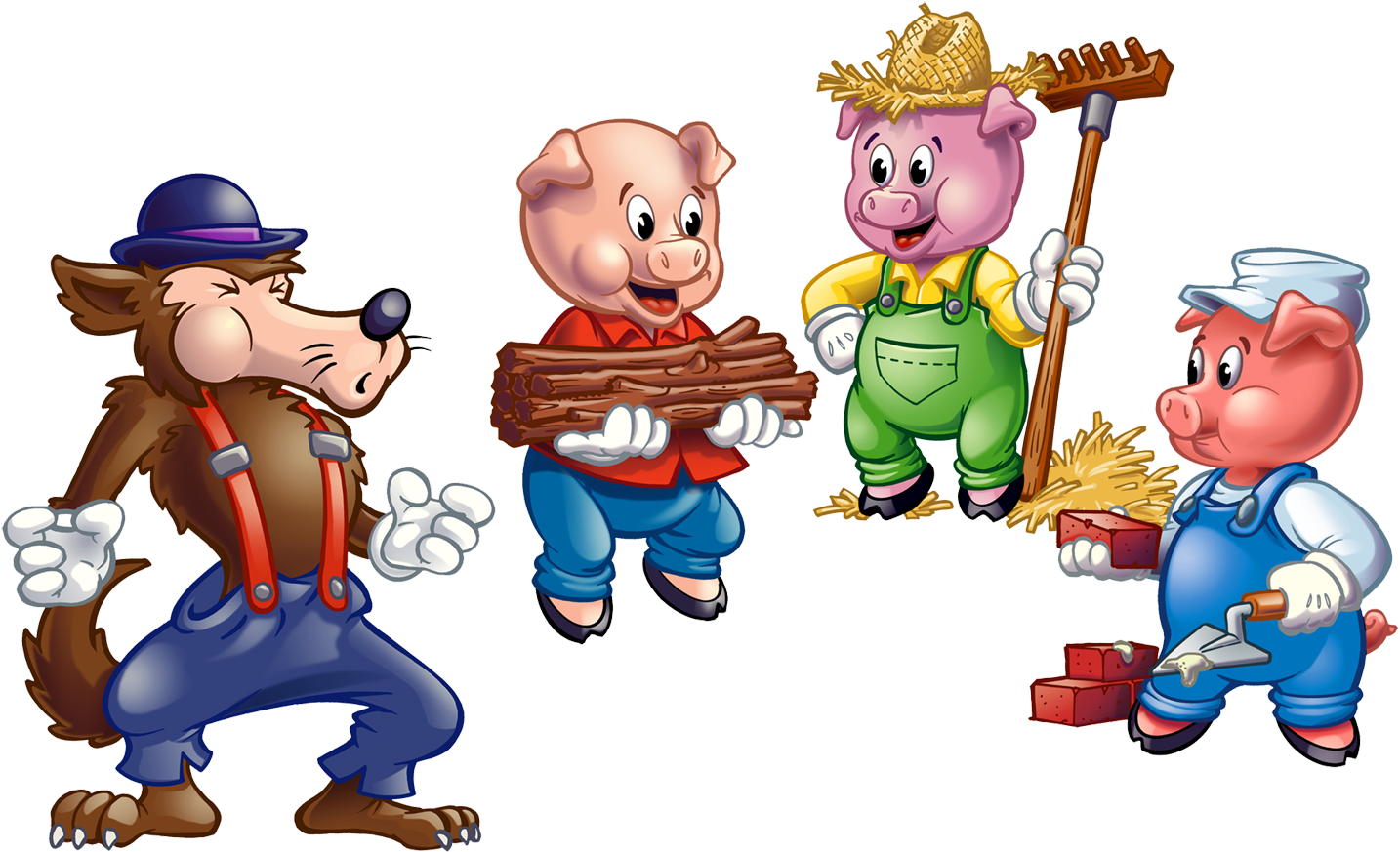 /y1 2/three Pigs - Three Little Pigs And Wolf Clipart (1440x914), Png Download