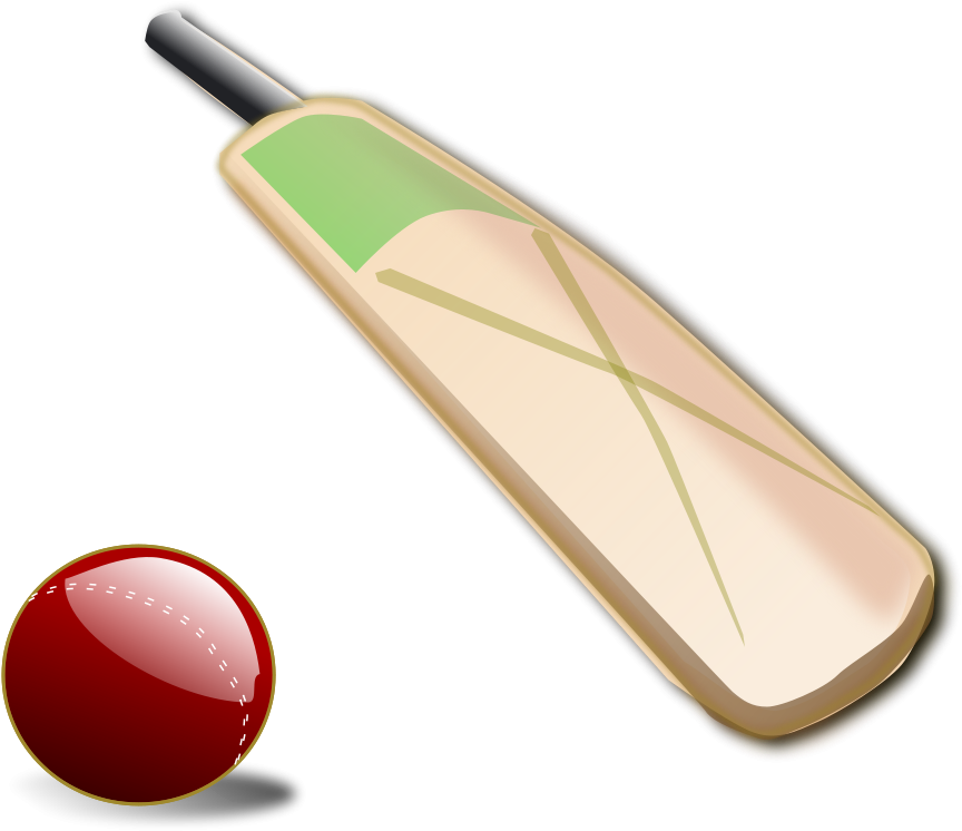 Cricket Bats Batting Cricket Balls - Cartoon Cricket Bat And Ball (899x750), Png Download