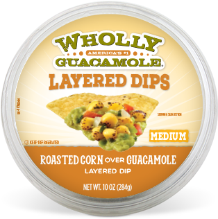 10oz Tub Roasted Corn Over Guacamole - Wholly Guacamole Layered Dip (386x448), Png Download