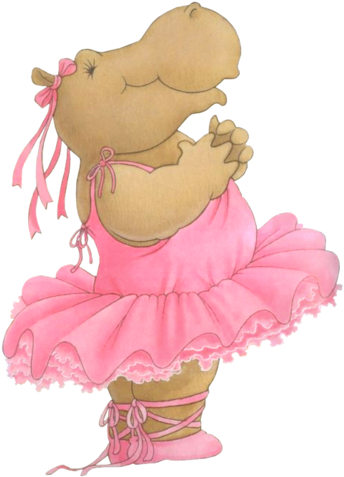 Балерина - Hippo Ballet Cute (393x500), Png Download