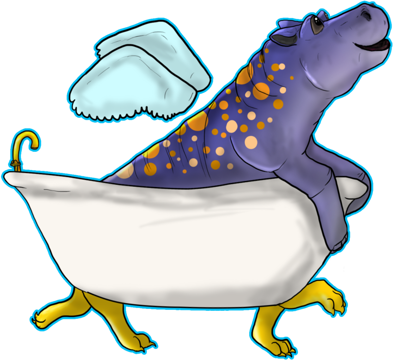 Hippo In Bathtub - Rainbow Hippo (979x816), Png Download