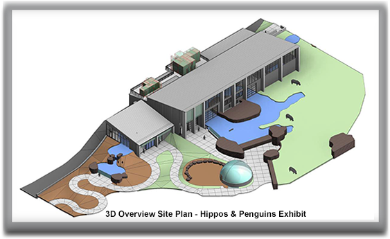 Making Waves Exhibit 3d Site Plan Of Hippos And Penguins - Cheyenne Mountain Zoo Penguins (576x352), Png Download