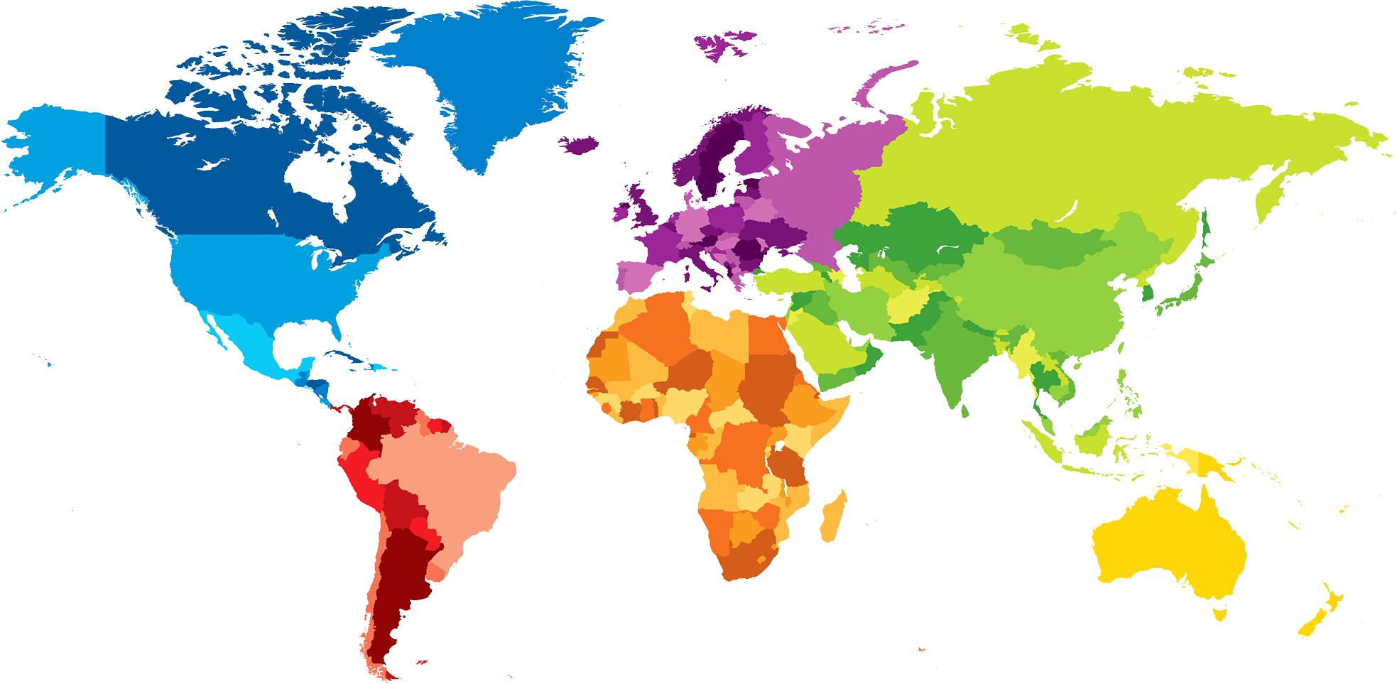 World Map Png Picture - World Map No Background (1967x963), Png Download