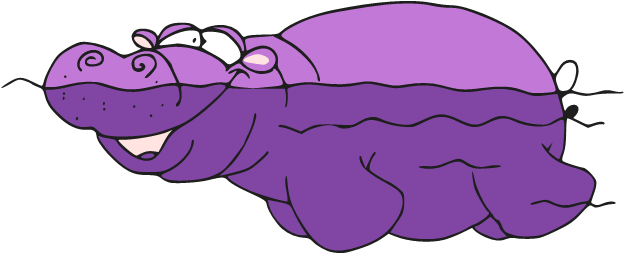 Swimming Clipart Hippo - Hippo Swim Clipart (647x280), Png Download