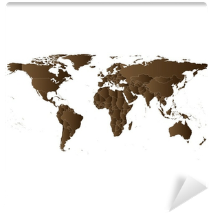 Brown Political World Map Vector Wall Mural • Pixers® - World Map (400x400), Png Download