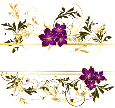 Golden Vector Swirl Png Gold Swirls Border Png Swirl - Purple And Gold Flower Png (400x377), Png Download