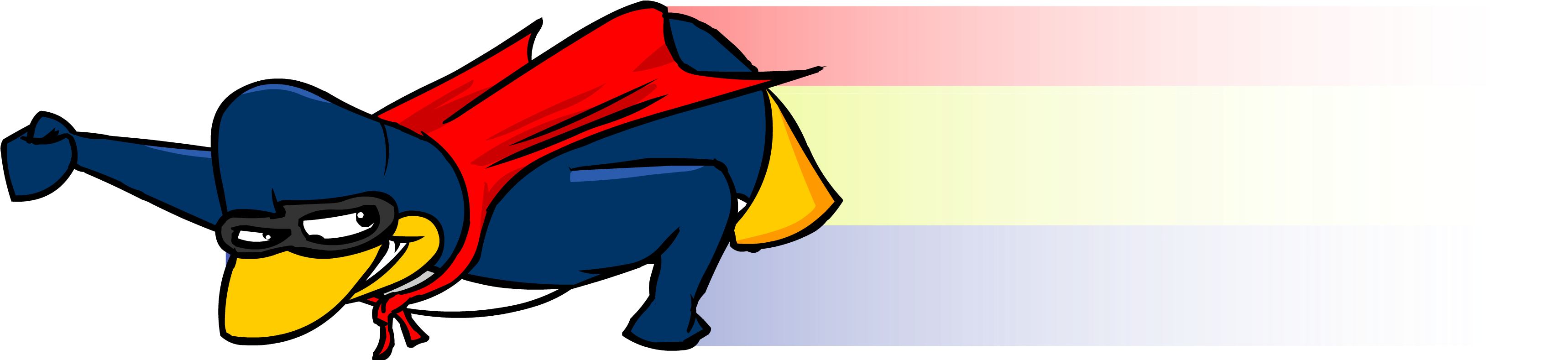 Super Penguin Leaving Flag Similar To Colombia Behind - Cartoon (3444x788), Png Download
