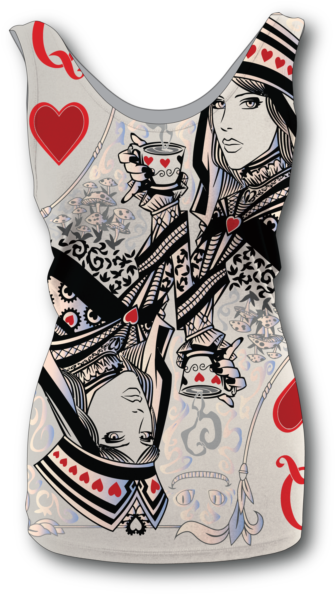 Women's Queen Of Hearts Tank Top - King Queen Images Playing Cards (1176x2048), Png Download