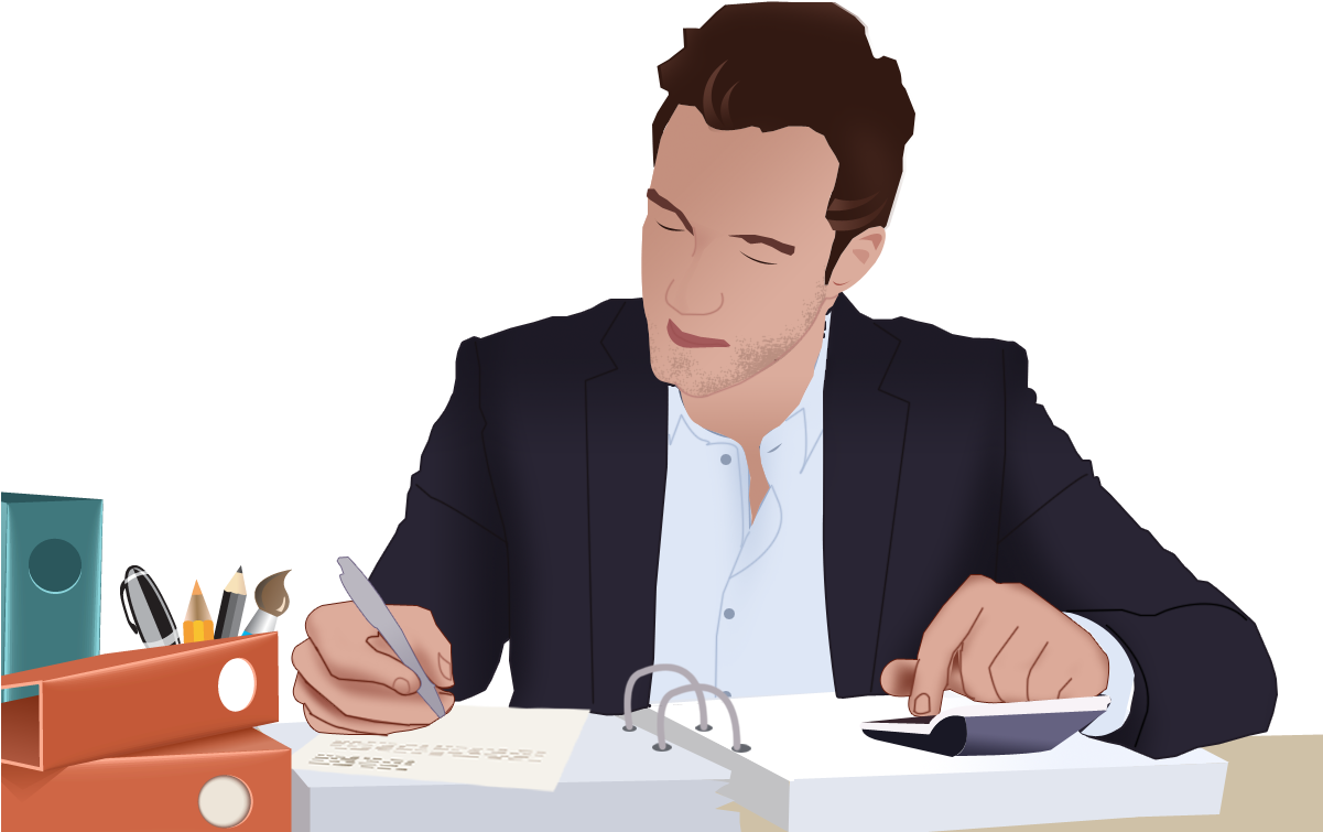 Graphic Free Stock Collection Of Working Man In High - Man In Office Clipart (1200x801), Png Download
