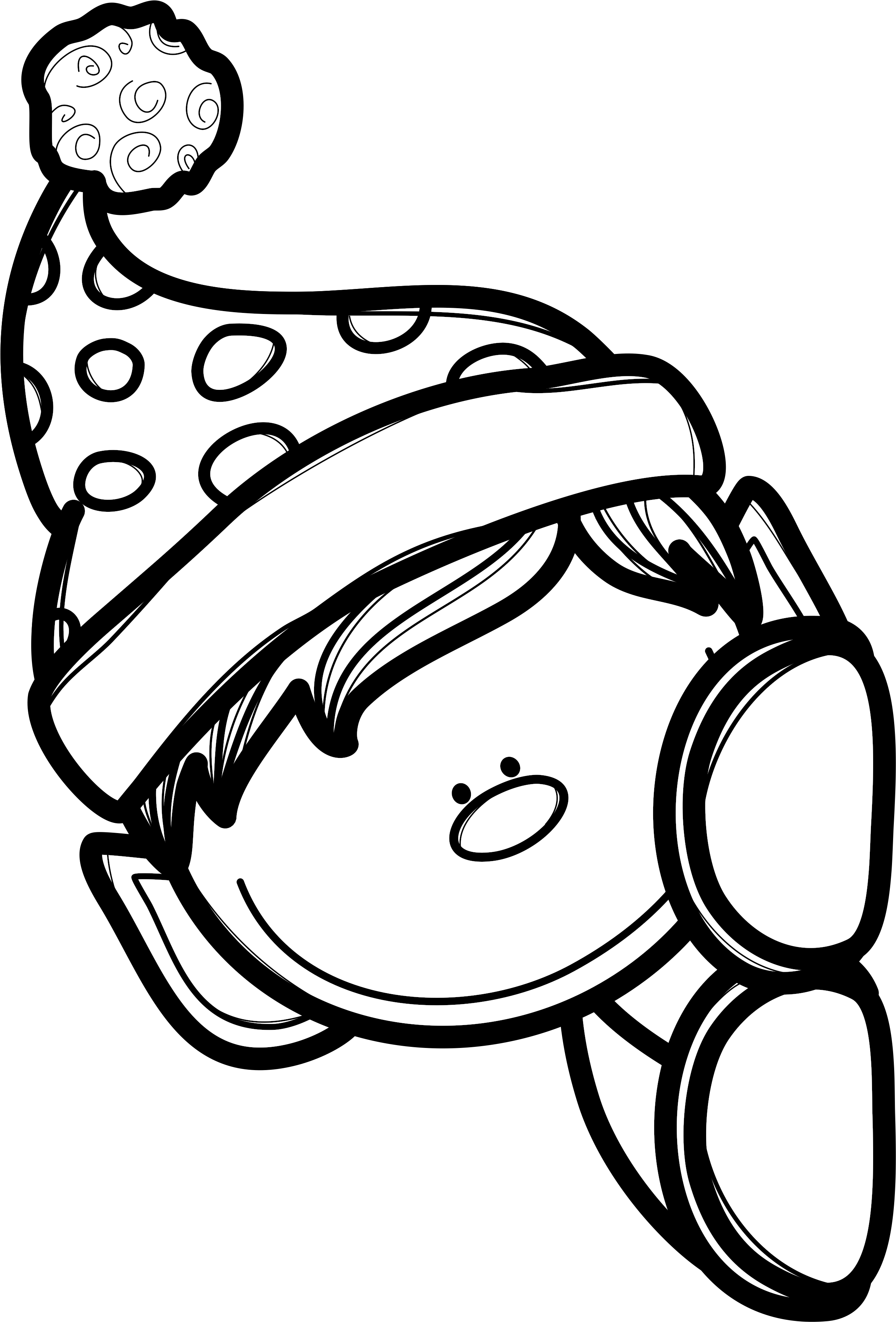 Black And White Coloring Page Of Boy Elf Peeking Around - Peeking Elf Coloring Pages (2584x3709), Png Download