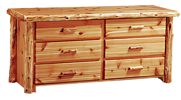 Timberland Cedar Log 6-drawer Dresser - Cedar Dresser (656x364), Png Download