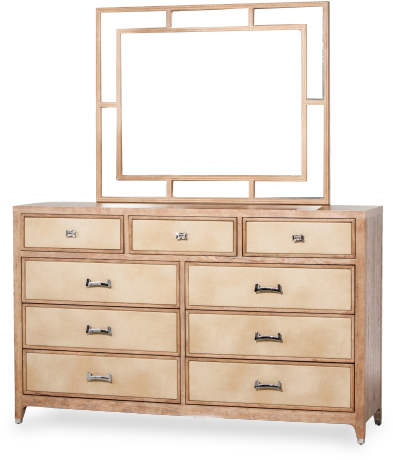 Bizcayne West Dresser Mirror Sand - Michael Amini Biscayne West 9 Drawer Double Dresser (600x510), Png Download