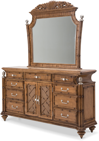 Amini Excursions Dresser W/mirror 2pc Caramel Cashmere - Aico Excursions Chest By Michael Amini (600x510), Png Download