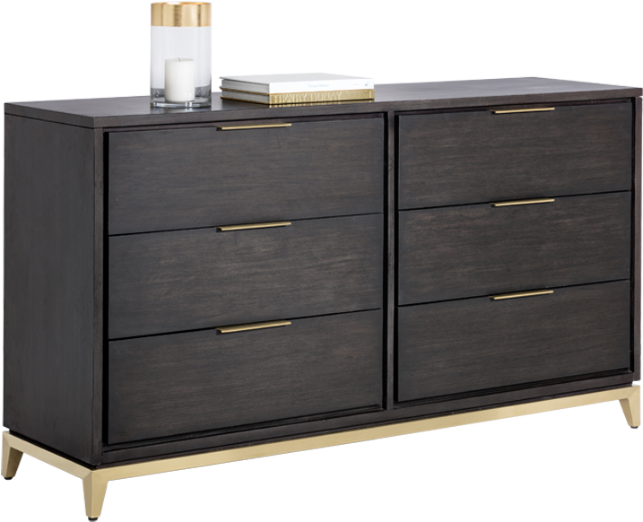 Montes Dresser - Brushed Gold - Sunpan Edmund Dresser - Brushed Gold & Smoked Grey/brown (1000x800), Png Download