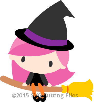 Chibi Witch On Broom (367x399), Png Download