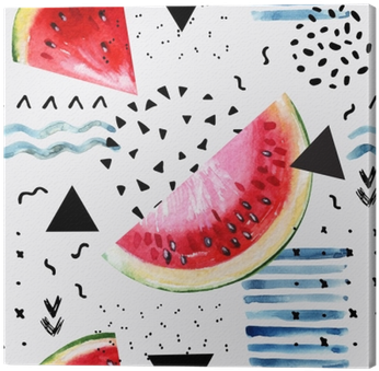 Abstract Watercolor Summer Background - Art Print: Tanycya's Watercolor Painting With Watermelon, (400x400), Png Download