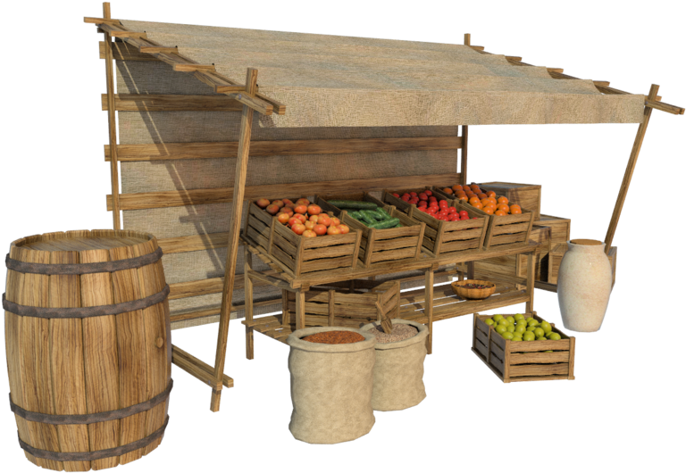 Market Transparent Background - Medieval Market Stall Png (1024x541), Png Download