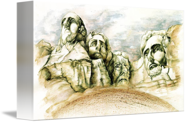 Diversity Drawing Artwork - Peter Potter - Mount Rushmore Canvas (650x429), Png Download