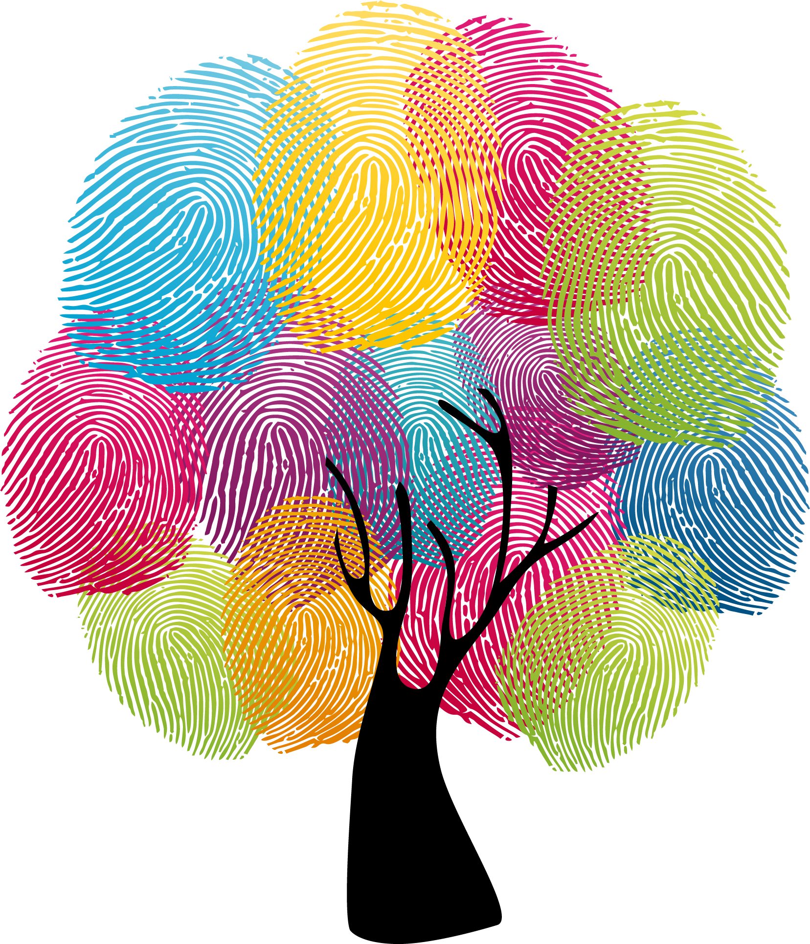 Cheap Wall Framed Picture Colourful Fingerprint Tree (1656x1931), Png Download