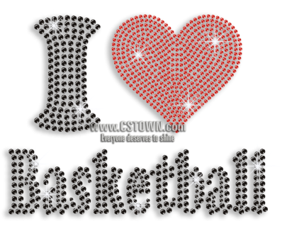 Custom I Love Basketball With My Heart Iron On Rhinestone - Ilovebasketballtv (450x450), Png Download