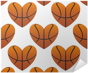 Basketball Hearts In A Seamless Pattern Poster • Pixers® - Basketball (400x400), Png Download