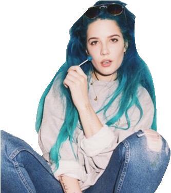 #halsey - Halsey Long Blue Hair (500x375), Png Download