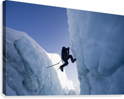 Ice Climber Ascending Out Of Crevasse On Matanuska - Alaska (429x344), Png Download