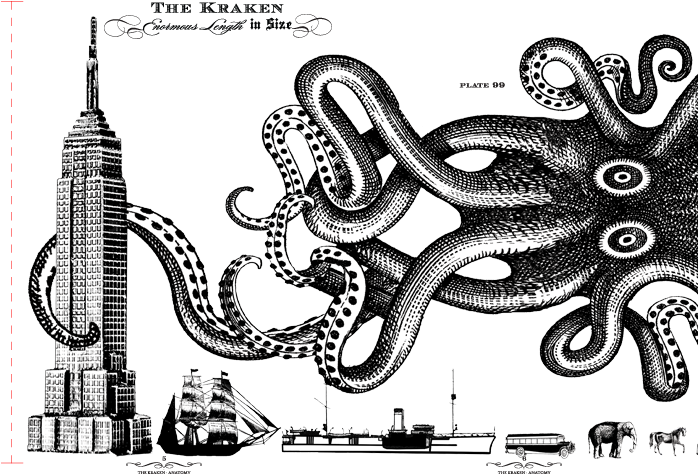 The Kraken Stranger Stranger Illustrative Pinterest - Kraken Rum (720x504), Png Download
