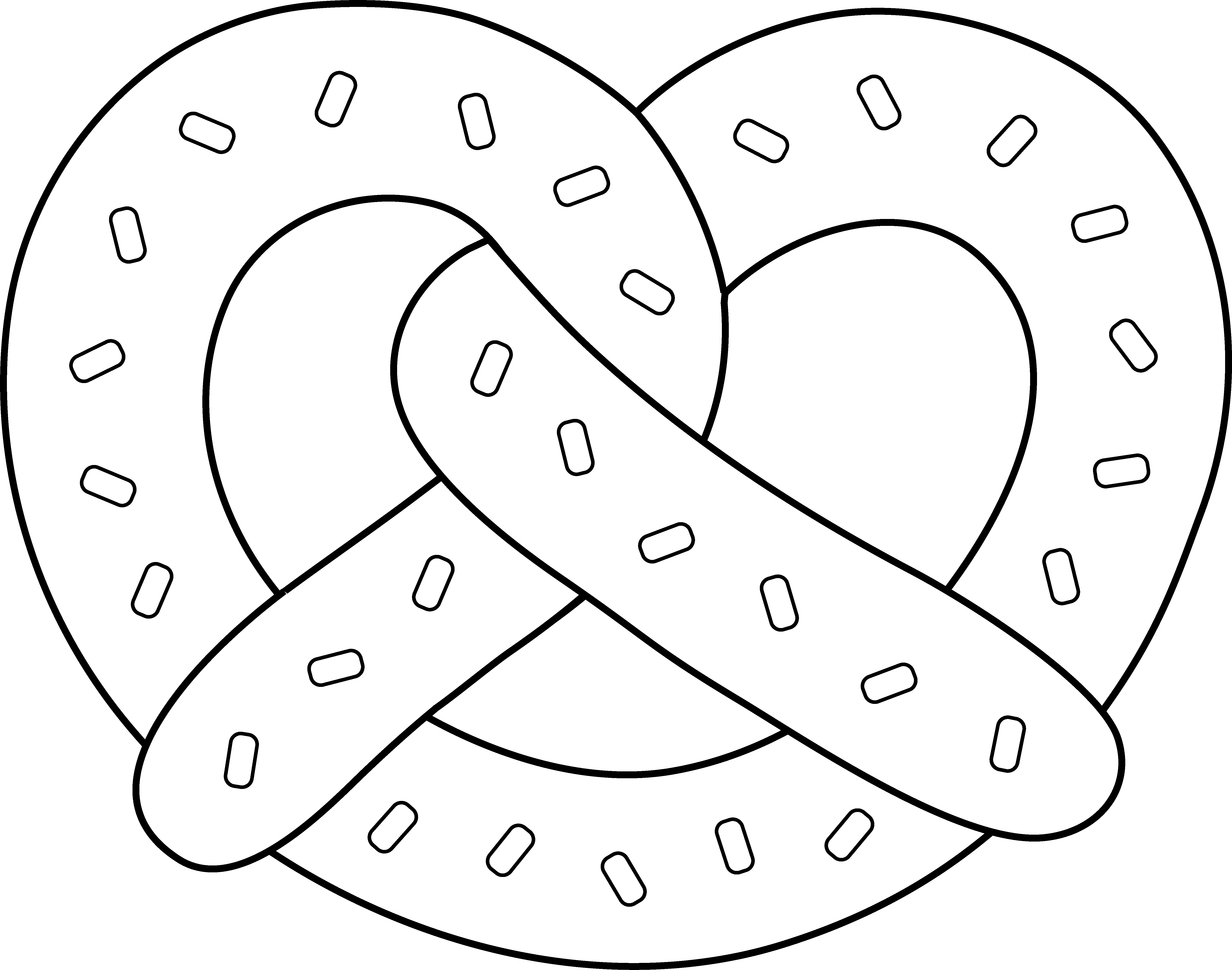 Soft Pretzel Line Art - Pretzel Clip Art Black And White (5876x4629), Png Download