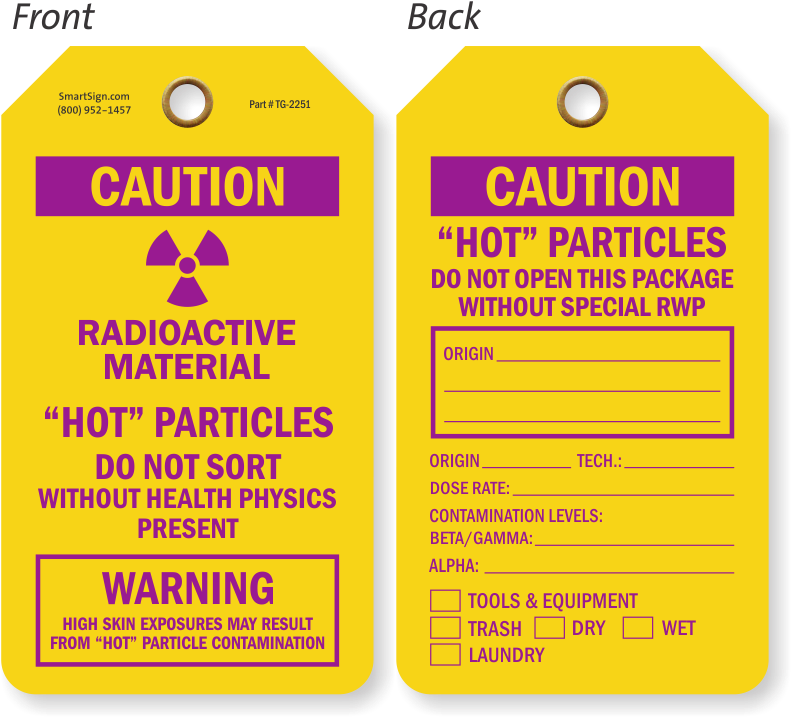 Caution Radioactive Material Hot Particles Tag - Smartsign By Lyle S-2005-pl-10x24 Caution - Watch For (800x800), Png Download
