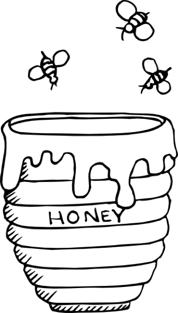 Bee Clip Art Movieweb - Clip Art Black And White Honey (350x614), Png Download