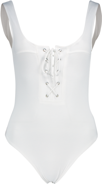 Lace Up One Piece Thong Swimwear - Maillot (558x744), Png Download