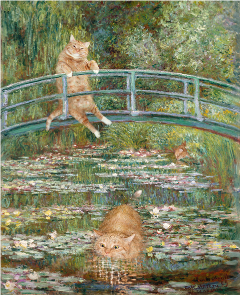Claude Monet, Bathing In A Pond Of Water Lilies - Claude Monet Water Lily Pond Original (800x587), Png Download