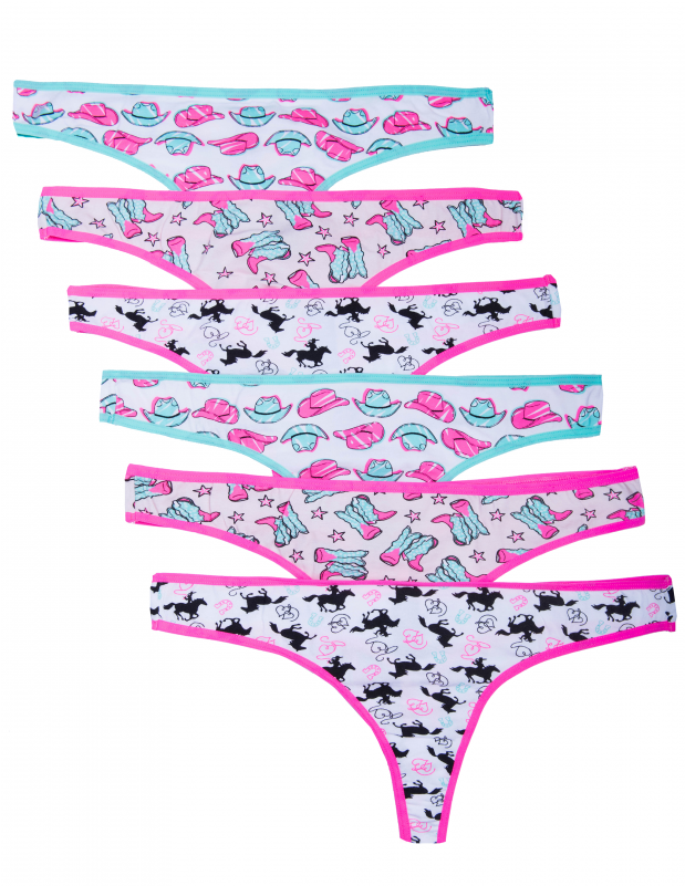 6 Pack Caramel Cantina Cotton Spandex Thongs - Panties (800x800), Png Download