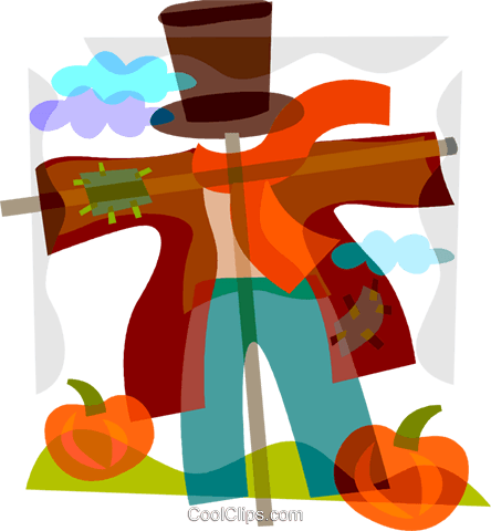 Scarecrow Royalty Free Vector Clip Art Illustration - Free French Seasons Worksheets (444x480), Png Download