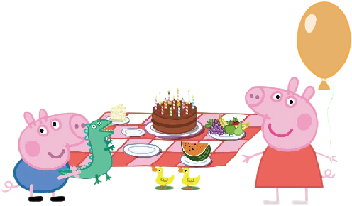Peppa Pig Party Images Cartoon Images - Portable Network Graphics (500x300), Png Download