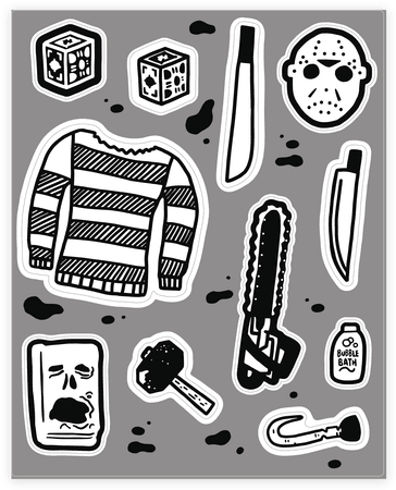 Slasher Slumber Party Horror Sticker/decal Sheet - Sticker (484x484), Png Download