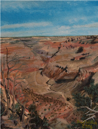 Grand Canyon, Watercolor, - Badlands (675x500), Png Download
