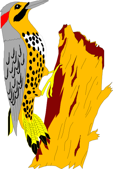 Yellowhammer On A Stump Svg Clip Arts 396 X 591 Px (396x591), Png Download