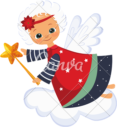 Christmas Angel With A Magic Wand - Canva (800x800), Png Download