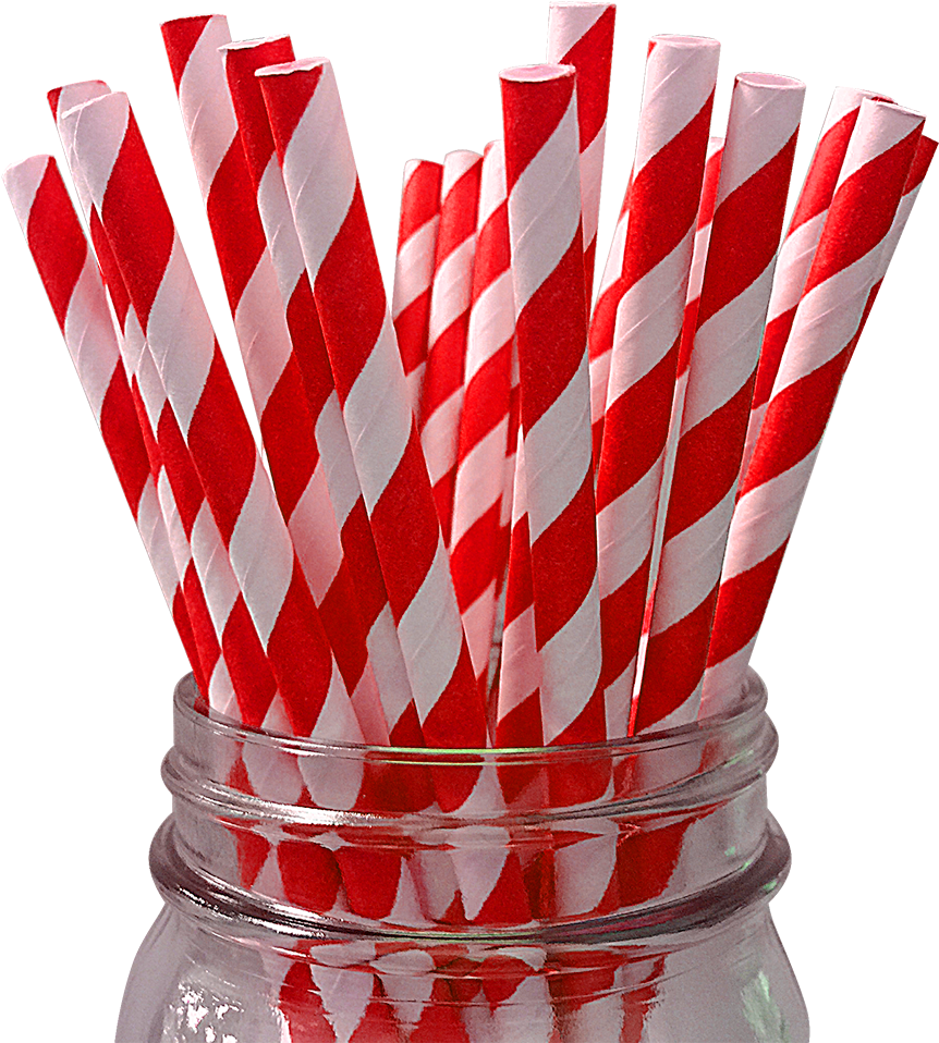 Red Striped 25pc Paper Straws - Paper Straws Black Stripes (1000x1000), Png Download
