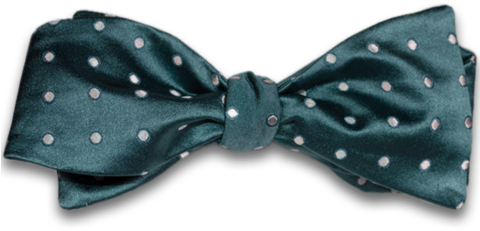 Bottle Green Satin Silk Self Tie Bow Tie With Silver - Necktie (479x319), Png Download